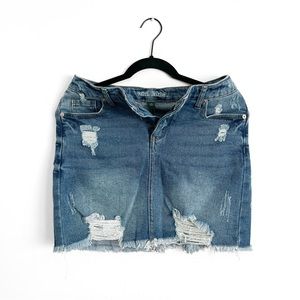 Wild Fable - Women’s Denim Ripped Mini Skirt (Blue Wash, 4)